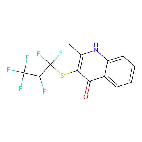 3-((1,1,2,3,3,3-hexafluoropropyl)thio)-2-methylquinolin-4(1H)-one structure
