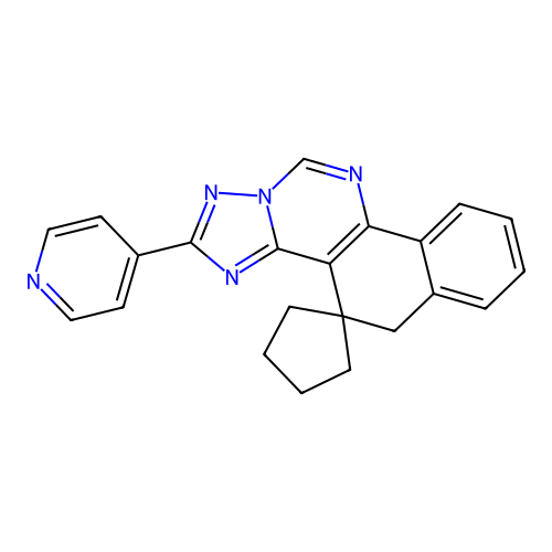 2-(pyridin-4-yl)-5H-spiro[benzo[h][1,2,4]triazolo[1,5-c]quinazoline-4,1'-cyclopentane] structure