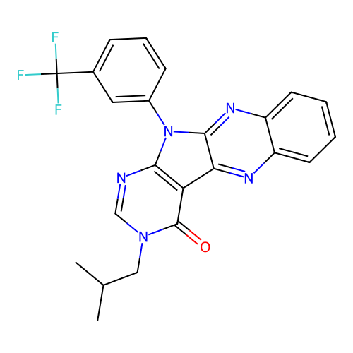 3-isobutyl-11-(3-(trifluoromethyl)phenyl)-3H-pyrimido[5',4':4,5]pyrrolo[2,3-b]quinoxalin-4(11H)-one structure