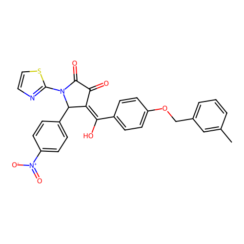 (4E)-4-(hydroxy{4-[(3-methylbenzyl)oxy]phenyl}methylidene)-5-(4-nitrophenyl)-1-(1,3-thiazol-2-yl)pyrrolidine-2,3-dione structure