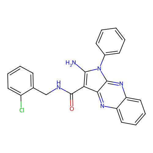 2-amino-N-(2-chlorobenzyl)-1-phenyl-1H-pyrrolo[2,3-b]quinoxaline-3-carboxamide structure