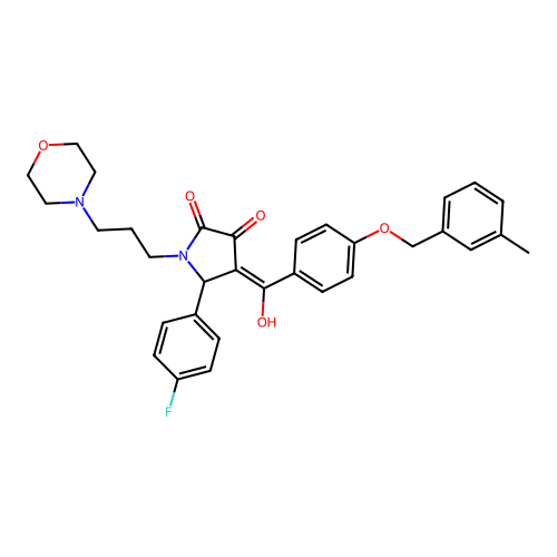 (4E)-5-(4-fluorophenyl)-4-(hydroxy{4-[(3-methylbenzyl)oxy]phenyl}methylidene)-1-[3-(morpholin-4-yl)propyl]pyrrolidine-2,3-dione structure