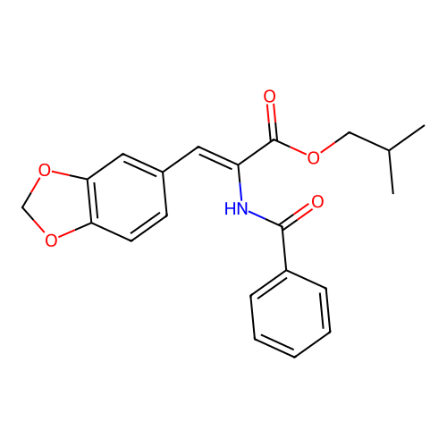(Z)-isobutyl 2-benzamido-3-(benzo[d][1,3]dioxol-5-yl)acrylate structure
