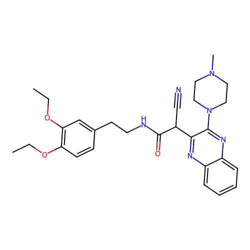 2-cyano-N-[2-(3,4-diethoxyphenyl)ethyl]-2-[3-(4-methylpiperazin-1-yl)quinoxalin-2-yl]acetamide structure