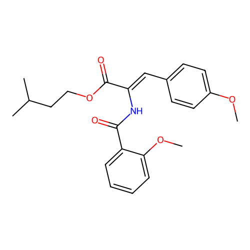 (Z)-isopentyl 2-(2-methoxybenzamido)-3-(4-methoxyphenyl)acrylate structure