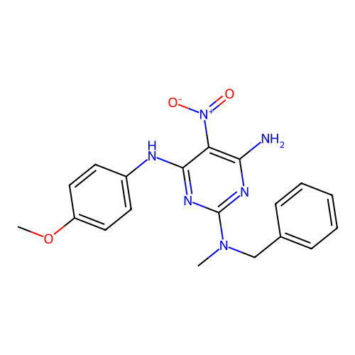 {4-Amino-6-[(4-methoxyphenyl)amino]-5-nitropyrimidin-2-yl}methylbenzylamine structure