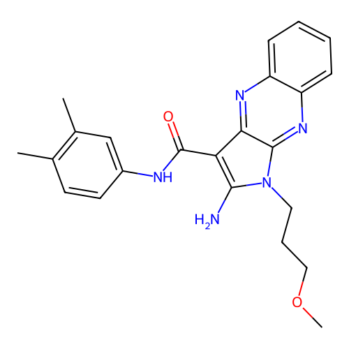 2-amino-N-(3,4-dimethylphenyl)-1-(3-methoxypropyl)-1H-pyrrolo[2,3-b]quinoxaline-3-carboxamide structure