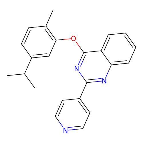 4-[2-Methyl-5-(propan-2-yl)phenoxy]-2-(pyridin-4-yl)quinazoline structure