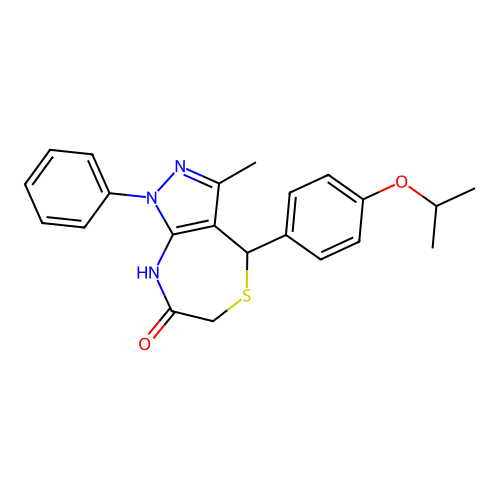 3-methyl-1-phenyl-4-(4-propan-2-yloxyphenyl)-2,4-dihydropyrazolo[3,4-e][1,4]thiazepin-7-one structure