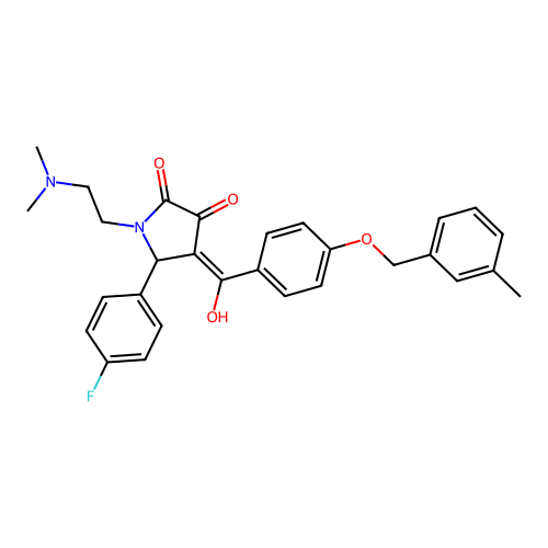 (4E)-1-(2-dimethylaminoethyl)-5-(4-fluorophenyl)-4-[hydroxy-[4-[(3-methylphenyl)methoxy]phenyl]methylidene]pyrrolidine-2,3-dione structure