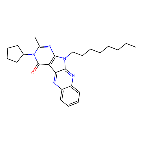3-cyclopentyl-2-methyl-11-octyl-3H-pyrimido[5',4':4,5]pyrrolo[2,3-b]quinoxalin-4(11H)-one structure