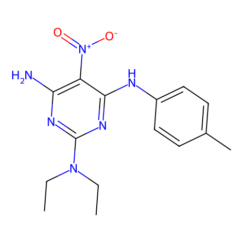 {4-Amino-6-[(4-methylphenyl)amino]-5-nitropyrimidin-2-yl}diethylamine structure