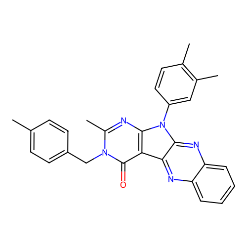 11-(3,4-dimethylphenyl)-2-methyl-3-(4-methylbenzyl)-3H-pyrimido[5',4':4,5]pyrrolo[2,3-b]quinoxalin-4(11H)-one structure