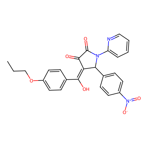 3-hydroxy-5-(4-nitrophenyl)-4-(4-propoxybenzoyl)-1-(pyridin-2-yl)-1H-pyrrol-2(5H)-one structure