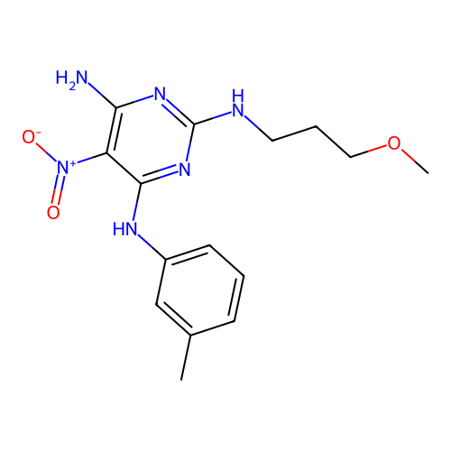 N~2~-(3-methoxypropyl)-N~4~-(3-methylphenyl)-5-nitropyrimidine-2,4,6-triamine structure