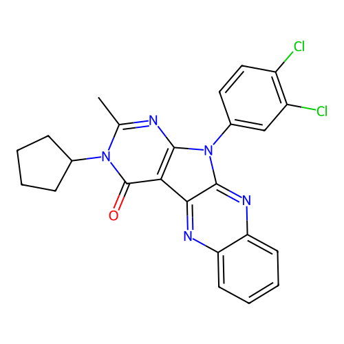 3-cyclopentyl-11-(3,4-dichlorophenyl)-2-methyl-3,11-dihydro-4H-pyrimido[5',4':4,5]pyrrolo[2,3-b]quinoxalin-4-one structure