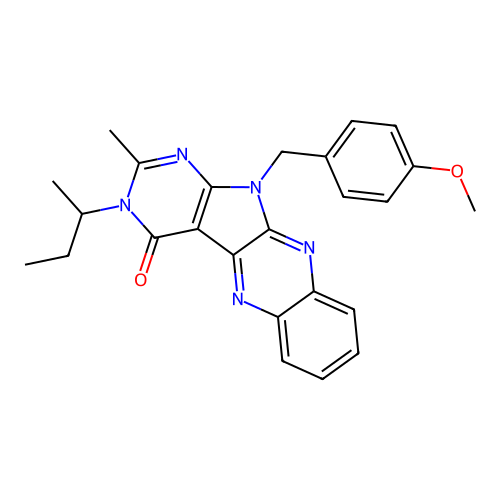 3-(sec-butyl)-11-(4-methoxybenzyl)-2-methyl-3H-pyrimido[5',4':4,5]pyrrolo[2,3-b]quinoxalin-4(11H)-one structure