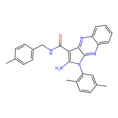 2-amino-1-(2,5-dimethylphenyl)-N-(4-methylbenzyl)-1H-pyrrolo[2,3-b]quinoxaline-3-carboxamide structure