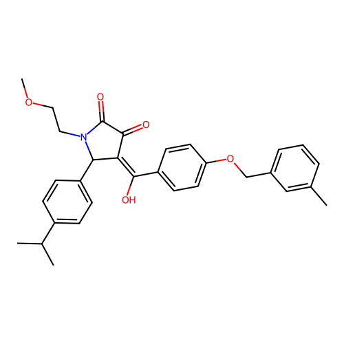 (4E)-4-(hydroxy{4-[(3-methylbenzyl)oxy]phenyl}methylidene)-1-(2-methoxyethyl)-5-[4-(propan-2-yl)phenyl]pyrrolidine-2,3-dione structure