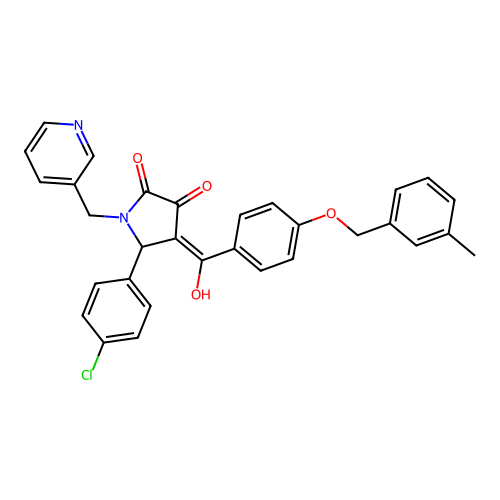 (4E)-5-(4-chlorophenyl)-4-(hydroxy{4-[(3-methylbenzyl)oxy]phenyl}methylidene)-1-(pyridin-3-ylmethyl)pyrrolidine-2,3-dione structure