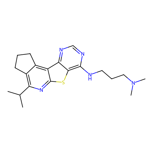 N,N-dimethyl-N'-[4-(propan-2-yl)-2,3-dihydro-1H-cyclopenta[4',5']pyrido[3',2':4,5]thieno[3,2-d]pyrimidin-7-yl]propane-1,3-diamine structure