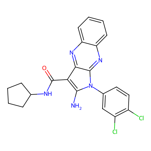 2-amino-N-cyclopentyl-1-(3,4-dichlorophenyl)-1H-pyrrolo[2,3-b]quinoxaline-3-carboxamide structure