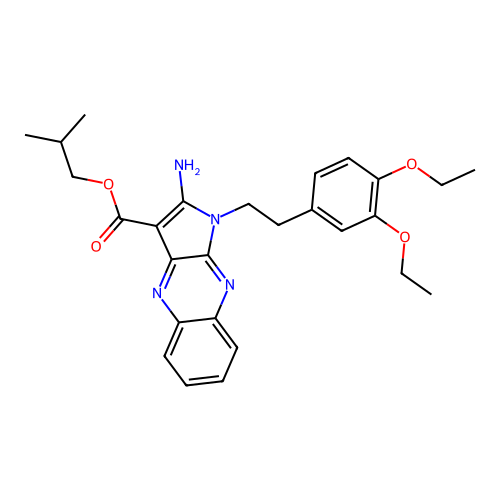 isobutyl 2-amino-1-(3,4-diethoxyphenethyl)-1H-pyrrolo[2,3-b]quinoxaline-3-carboxylate structure