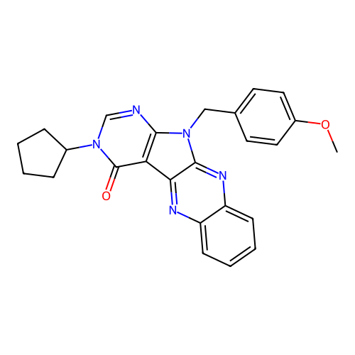 3-cyclopentyl-11-(4-methoxybenzyl)-3,11-dihydro-4H-pyrimido[5',4':4,5]pyrrolo[2,3-b]quinoxalin-4-one structure
