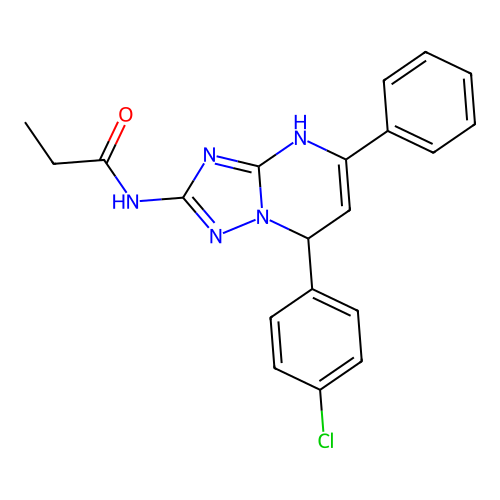 N-(7-(4-chlorophenyl)-5-phenyl-4,7-dihydro-[1,2,4]triazolo[1,5-a]pyrimidin-2-yl)propionamide structure