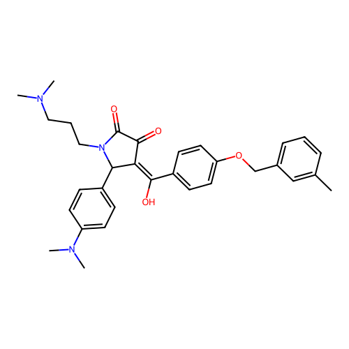 (4E)-5-(4-dimethylaminophenyl)-1-[3-(dimethylamino)propyl]-4-[hydroxy-[4-[(3-methylphenyl)methoxy]phenyl]methylidene]pyrrolidine-2,3-dione structure