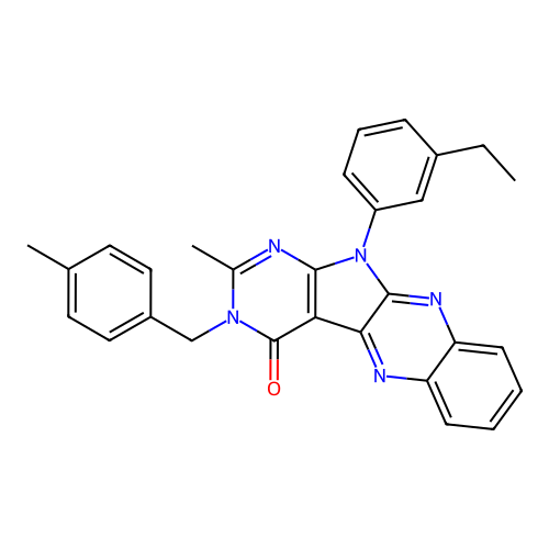 11-(3-ethylphenyl)-2-methyl-3-(4-methylbenzyl)-3H-pyrimido[5',4':4,5]pyrrolo[2,3-b]quinoxalin-4(11H)-one structure