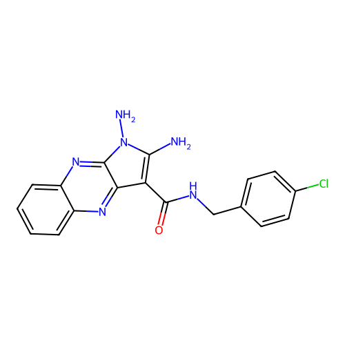 1,2-diamino-N-(4-chlorobenzyl)-1H-pyrrolo[2,3-b]quinoxaline-3-carboxamide structure