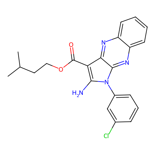 3-methylbutyl 2-amino-1-(3-chlorophenyl)-1H-pyrrolo[2,3-b]quinoxaline-3-carboxylate structure
