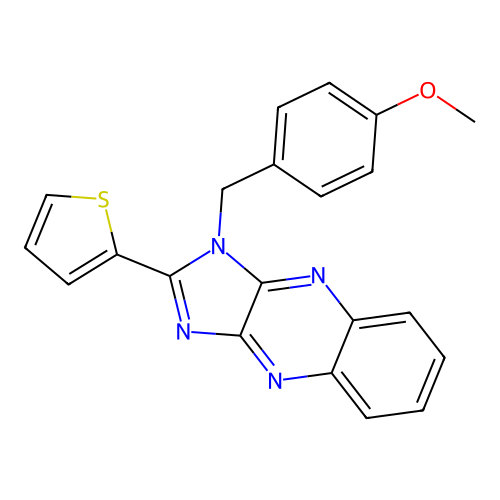1-(4-methoxybenzyl)-2-(thiophen-2-yl)-1H-imidazo[4,5-b]quinoxaline structure