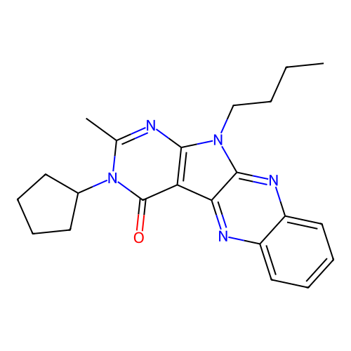 11-butyl-3-cyclopentyl-2-methyl-3H-pyrimido[5',4':4,5]pyrrolo[2,3-b]quinoxalin-4(11H)-one structure