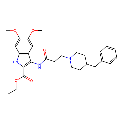ethyl 3-(3-(4-benzylpiperidin-1-yl)propanamido)-5,6-dimethoxy-1H-indole-2-carboxylate structure