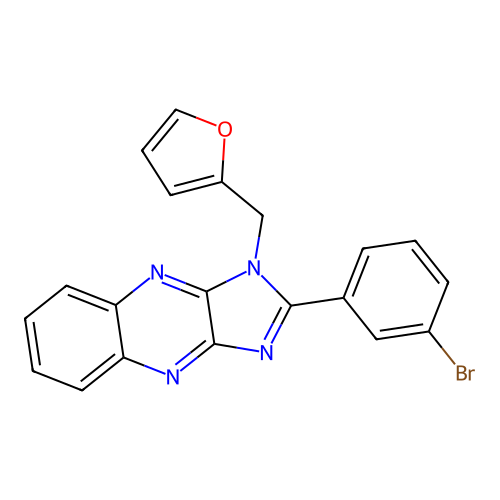 2-(3-bromophenyl)-1-(furan-2-ylmethyl)-1H-imidazo[4,5-b]quinoxaline structure
