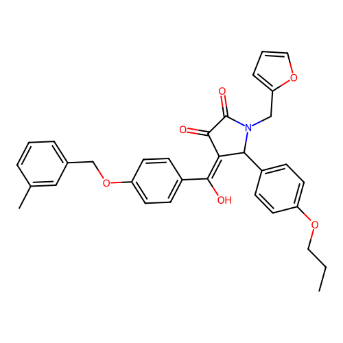 (4E)-1-(furan-2-ylmethyl)-4-(hydroxy{4-[(3-methylbenzyl)oxy]phenyl}methylidene)-5-(4-propoxyphenyl)pyrrolidine-2,3-dione structure