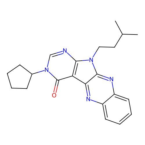 3-cyclopentyl-11-isopentyl-3H-pyrimido[5',4':4,5]pyrrolo[2,3-b]quinoxalin-4(11H)-one structure