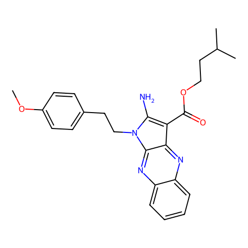3-methylbutyl 2-amino-1-[2-(4-methoxyphenyl)ethyl]pyrrolo[3,2-b]quinoxaline-3-carboxylate structure