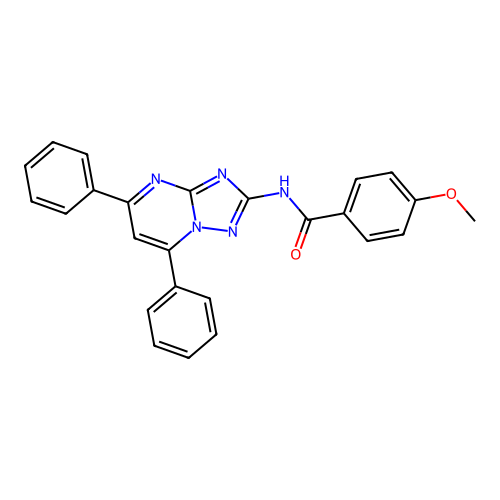 N-(5,7-diphenyl-[1,2,4]triazolo[1,5-a]pyrimidin-2-yl)-4-methoxybenzamide structure