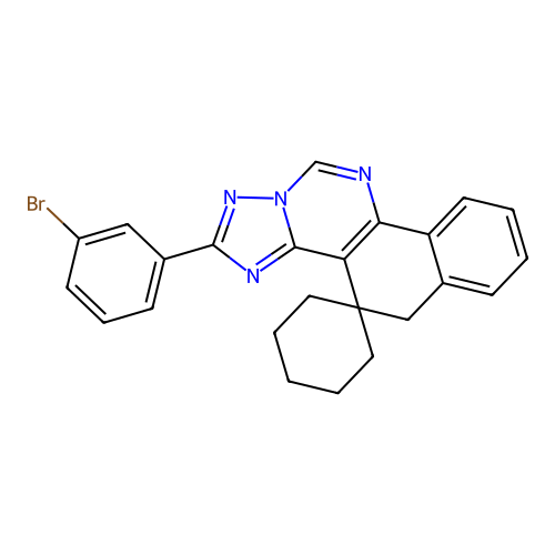 2-(3-bromophenyl)-5H-spiro[benzo[h][1,2,4]triazolo[1,5-c]quinazoline-4,1'-cyclohexane] structure