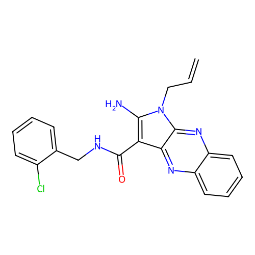 1-allyl-2-amino-N-(2-chlorobenzyl)-1H-pyrrolo[2,3-b]quinoxaline-3-carboxamide structure