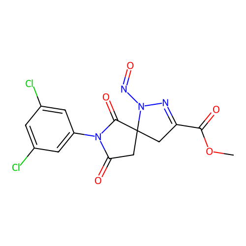 methyl 7-(3,5-dichlorophenyl)-1-nitroso-6,8-dioxo-1,2,7-triazaspiro[4.4]non-2-ene-3-carboxylate structure