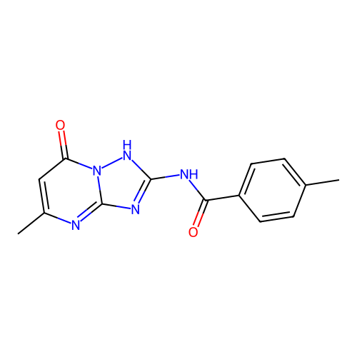 N-(7-hydroxy-5-methyl[1,2,4]triazolo[1,5-a]pyrimidin-2-yl)-4-methylbenzamide structure