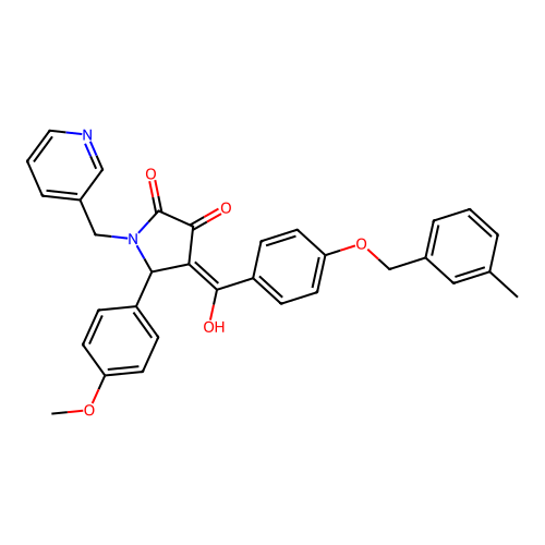 (4E)-4-(hydroxy{4-[(3-methylbenzyl)oxy]phenyl}methylidene)-5-(4-methoxyphenyl)-1-(pyridin-3-ylmethyl)pyrrolidine-2,3-dione structure