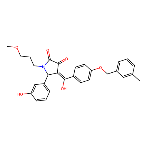 (4E)-4-(hydroxy{4-[(3-methylbenzyl)oxy]phenyl}methylidene)-5-(3-hydroxyphenyl)-1-(3-methoxypropyl)pyrrolidine-2,3-dione structure