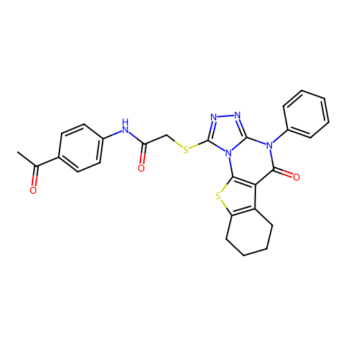 N-(4-acetylphenyl)-2-((5-oxo-4-phenyl-4,5,6,7,8,9-hexahydrobenzo[4,5]thieno[3,2-e][1,2,4]triazolo[4,3-a]pyrimidin-1-yl)thio)acetamide structure