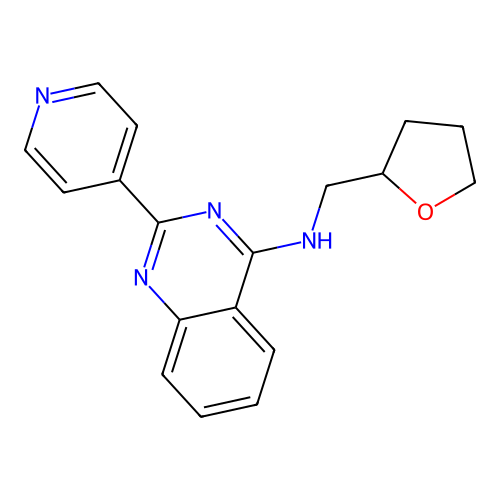 2-(pyridin-4-yl)-N-(tetrahydrofuran-2-ylmethyl)quinazolin-4-amine structure