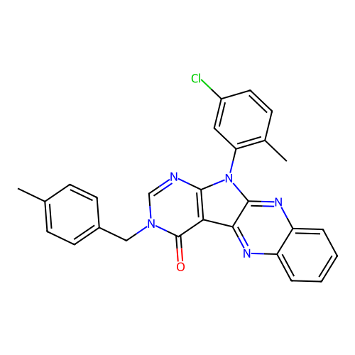 11-(5-chloro-2-methylphenyl)-3-(4-methylbenzyl)-3H-pyrimido[5',4':4,5]pyrrolo[2,3-b]quinoxalin-4(11H)-one structure